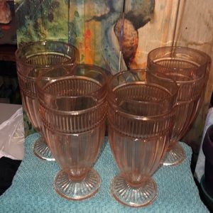 Anchor Hocking Amber Glass Goblets vintage